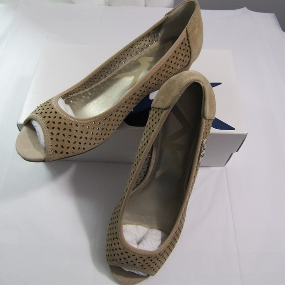 Anne Klein Shoes - Anne Klein Sport wedge leather peep toe shoes